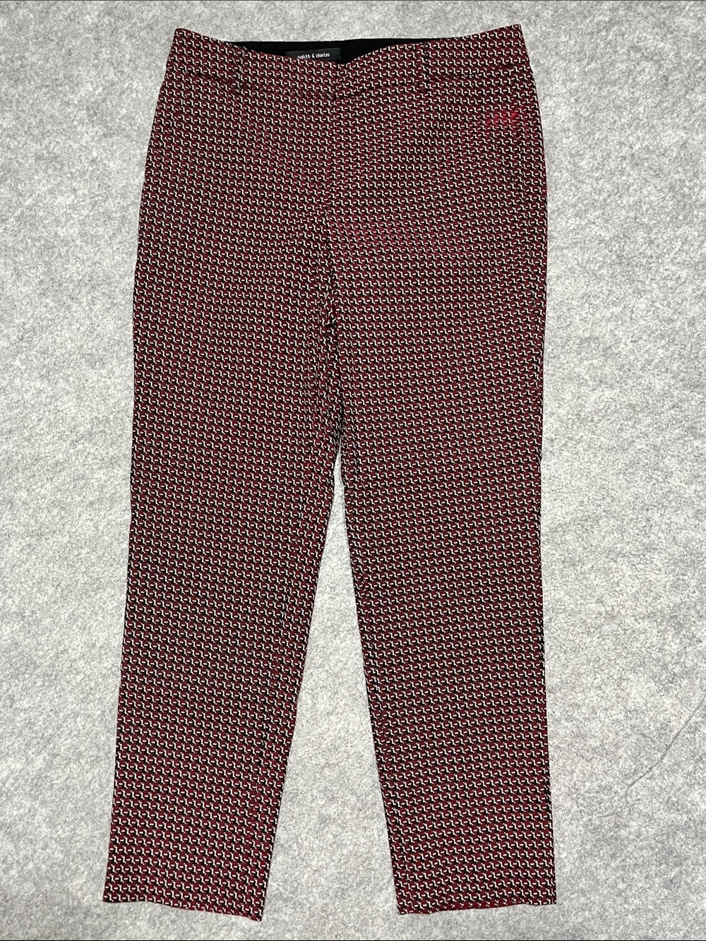Judith & Charles Red Patterned Stretch Crop Dress Pants